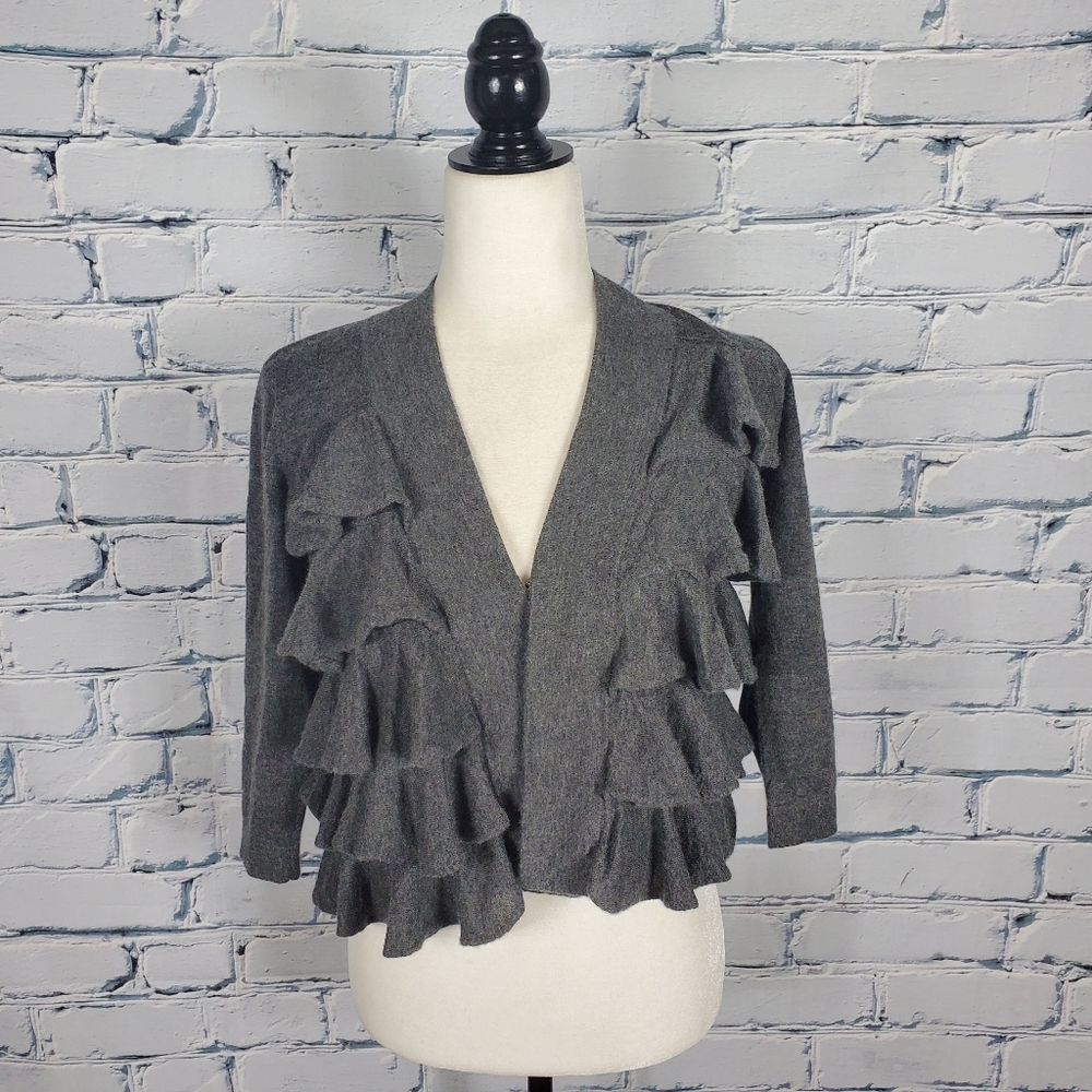 Autumn Cashmere Gray Ruffle Cardigan